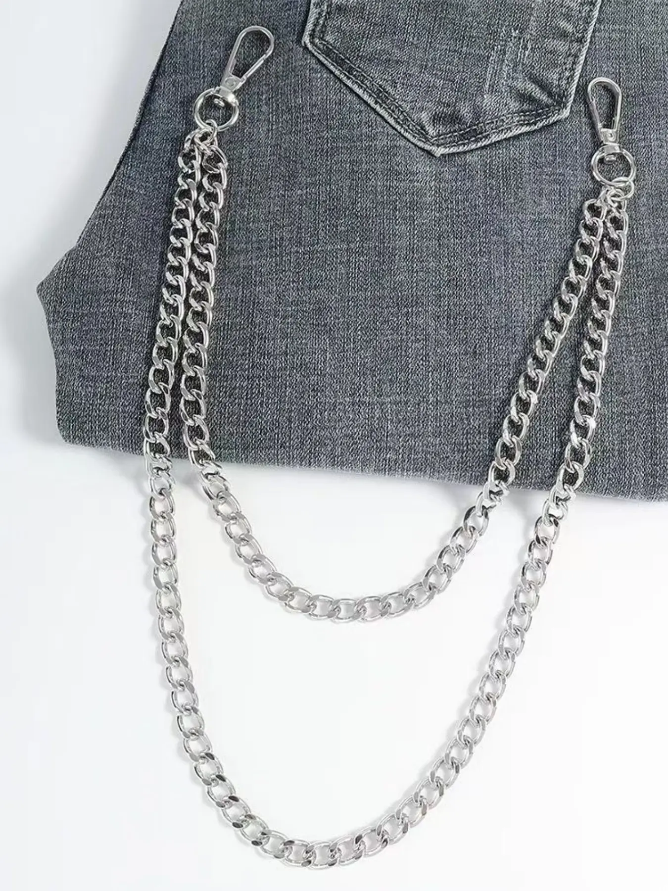 Men's Fashion Simple Pants Chain Accessory, Punk Hip-Hop Style Denim Jeans Chain, Summer School Uniform Trend Street Jewelry, Chain Included, Body Jewelry, Body Jewellery