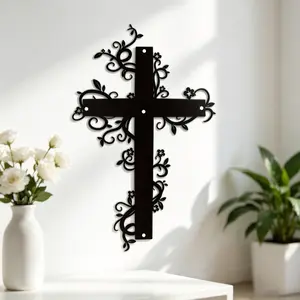 A Christian cross metal wall decoration, Christian gift, spiritual ornament, suitable for indoor and outdoor use, Easter Christ-related gift, living room wall decoration
