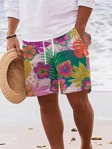 Men's Tropical Plant Floral Shorts, Loose Vacation Beach Pants, Summer Casual Flower Shorts, Fashion Comfort Design, Ideal Gift Choice