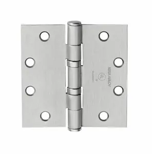 McKinney TA271441226D 4.5x4.5 in. Square Corner Standard Weight 5-Knuckle Ball Bearing Chrome Hinge, No.55858 Satin Chrome, Chrome Hinges