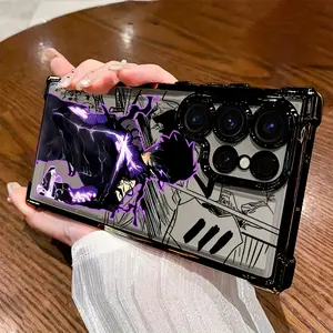 Cool Purple Monster Phone Case Compatible with Samsung Galaxy S25 S24 S23 S22 S21 FE Ultra Plus 4G 5G, Transparent Soft Back Cover for Drop Protection.