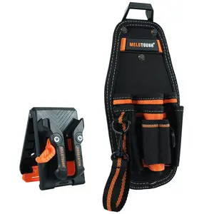MELOTOUGH Small Tool Pouch with Quickc Release Belt Clip,Tool Belt Pouch Mini Work Organizer with Tape Thong Strap Tool Pouch small tool tool  vest hammer holder