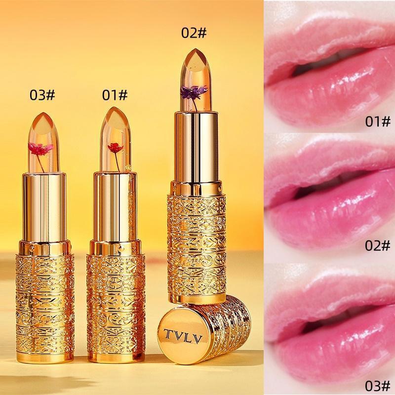 Petals Flowers Jelly Color Changing Lip Balm, Jelly Flower Crystal Lipstick Set, Moisturizing Glossy Hypoallergenic Temperature-Changing Tinted Lip Balm, Magic Color Changing Lip Gloss for All Skin Types Including Sensitive Skin, Sensitive
