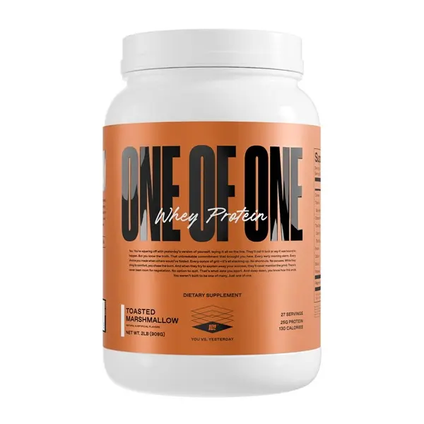 ONE OF ONE Whey Protein Powder – 25g Whey Protein Concentrate with Digestive Enzymes, Gluten Free, Low Carb, Post-Workout Recovery – Toasted Marshmallow Flavor, 2lb