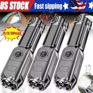 Rechargeable 990000LM LED Flashlight Tactical Police Super Bright Torch Zoomable