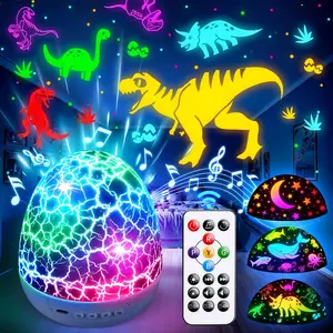 Dinosaur Toys for Kids 3-5 Easter Gifts for Kids Toys Night Light Projector Dinosaur Eggs Easter Eggs Night Light for Kids |   15 Sounds & 3D Films |   31Colors & Remote Control |   Easter Toys