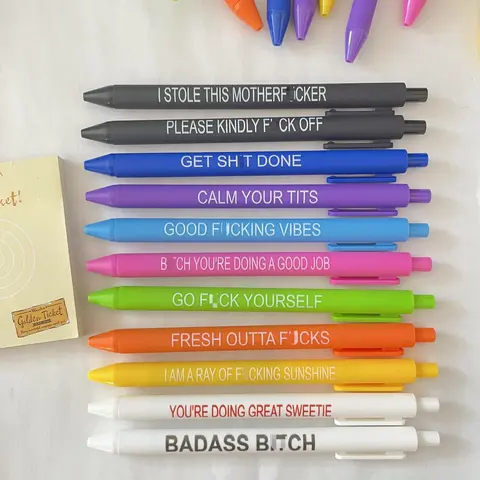 10pcs/11pcs Funny Adult Ballpoint Pen Set, Ballpen Set, Premium Days of the Week Swear Cuss Word Pens, Office Gifts, Novelty Pens for Coworkers, Unique Pens, Writing Stationery, Stationery Writing Tools