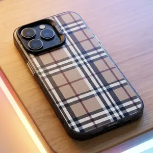 Luxury Vibe Neutral Tartan Case  Aesthetic Checkered Bumper Cover | Shockproof Case for iPhone