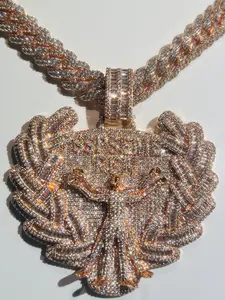 Customized Flying Sky Ice Diamond Pendant VVS Personalized Hip Hop Badge High end Luxury Diamond Pendant Rose Gold Customized Logo Pendant Hip Hop Anniversary Valentine's Day Gift