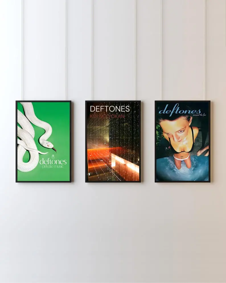 Deftones Album Set of 3 Posters | Around The Fur, Koi No Yokan & Private Music Wall Art | Alternative Metal Prints | Punk Room Decor
