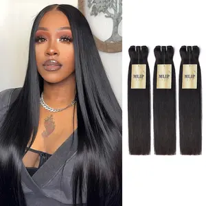 MLIP 16A Raw Indian Human Hair Straight Bundles, 24-26-28 Inches Brown Highlight, No Tangle Shedding, Silky Soft Texture Retained After Multiple Washes