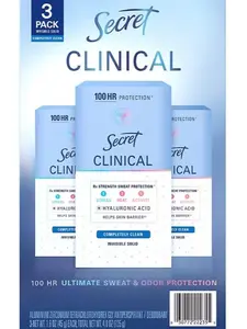 Clinical Strength Antiperspirant Deodorant 3-Pack, 100HR Protection, Invisible Solid, Completely Clean