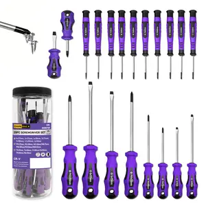 DARK DUCK 20pcs magnetic screwdriver set, chrome vanadium steel, polished, flat and cross head, and star shape, used in daily life, machinery, construction, woodworking
