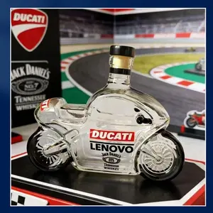 Ducati Inspired Motorcycle Glass Liquor Decanter, Premium Sealed Whiskey Bottle, Ideal for Man Cave, Home Bar, Collector Gift