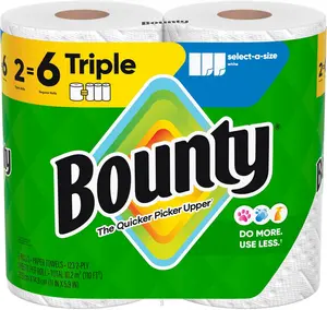 Bounty Select-A-Size Paper Towels, White, 2 Triple Rolls = 6 Regular Rolls Laundry Pack