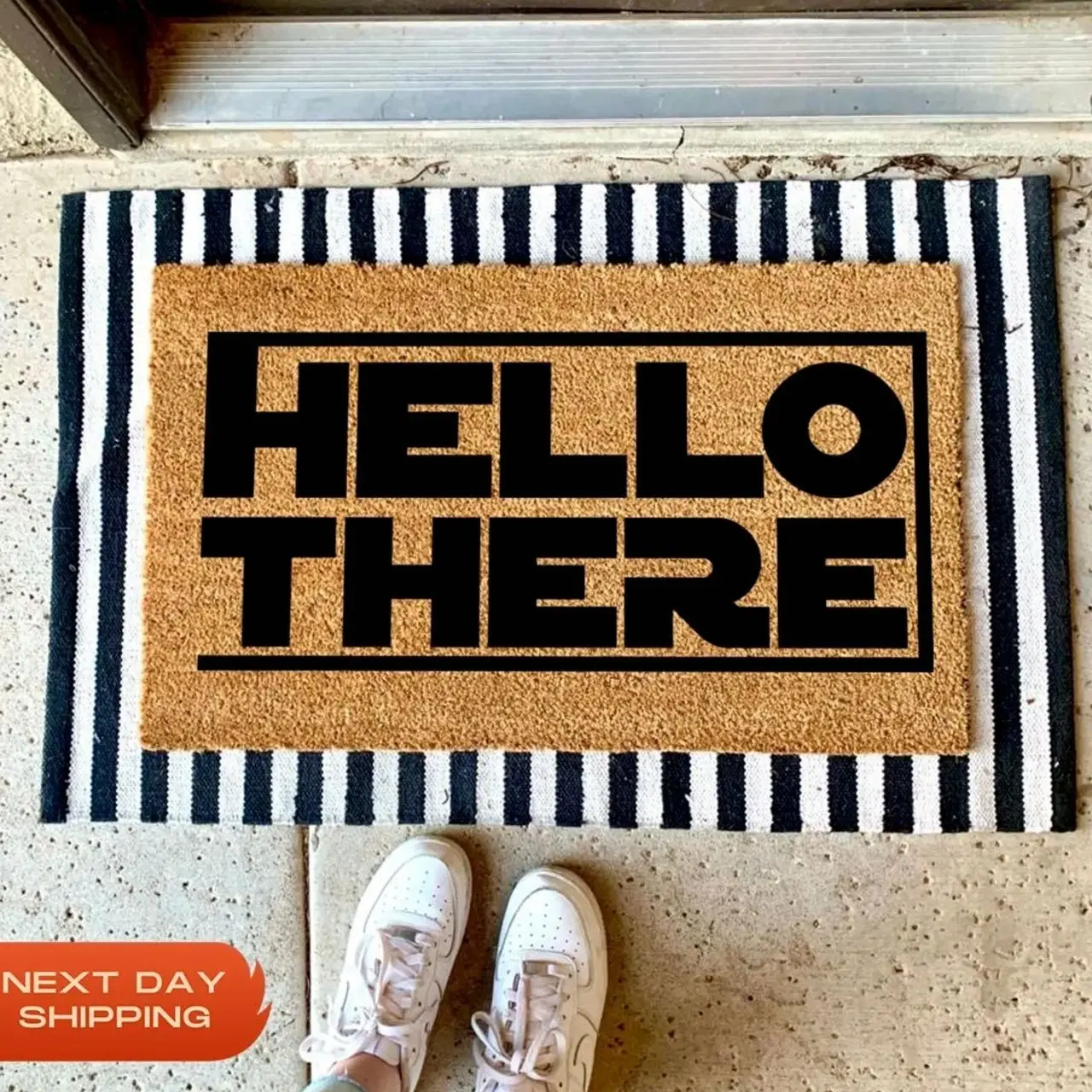 Hello There Coir Doormat, Custom Entryway Decor