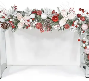 WBHome Pre-lit 6 Feet/72 Inch Christmas Garland, Sweet Red & White Lighted Garland with 50 LED Lights for Indoor Outdoor Xmas Decor Holiday Decorations, Battery Operated (Batteries NOT Included)