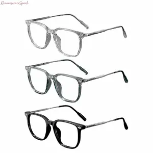 3-Pack Unisex Square Anti Blue Light Eyeglasses, Lightweight Flexible TR90 Frame, Effective Eye Strain Relief Eyewear, Chic Simple Daily Fashion Glasses, Suitable for Office Work, Parties, Outdoor Leisure and Daily Matching