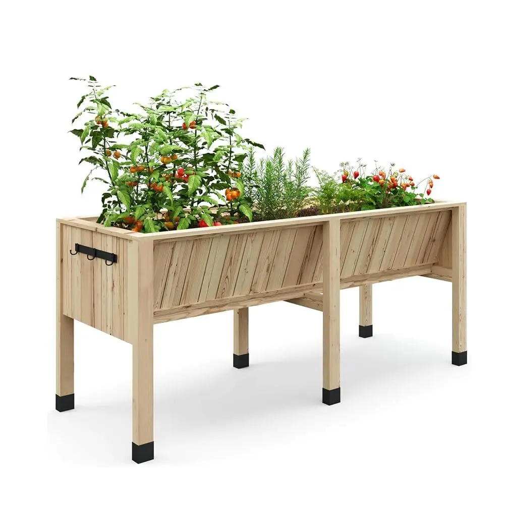 45x23x30 Inch Raised Garden Bed with Legs,13.7In Depth Wooden Planter Box for Outdoor Growing Vegetables and Herbs,Elevated Garden Bed with Hooks for Backyard,Patio,Balcony
