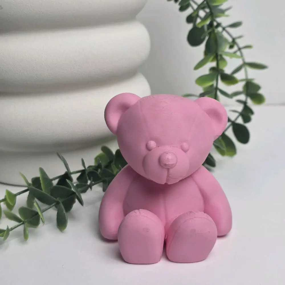 3D Printed Pink Teddy Bear Figurine - Cute Decorative Statue, Gift for Girls