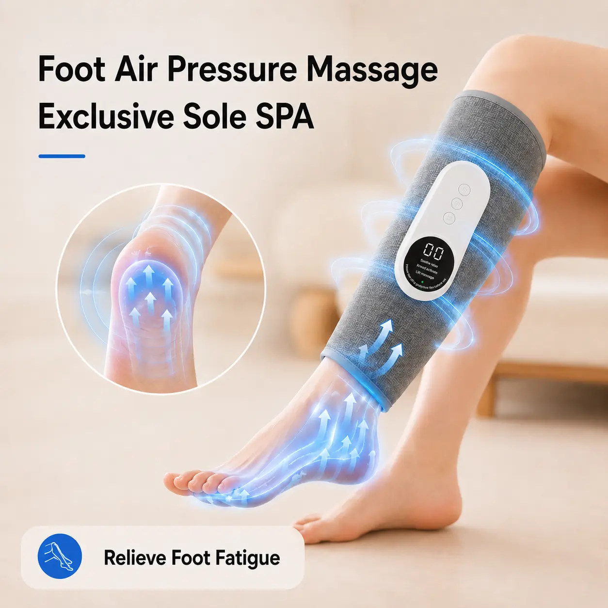 Foot air pressure massage with calf massager wrap