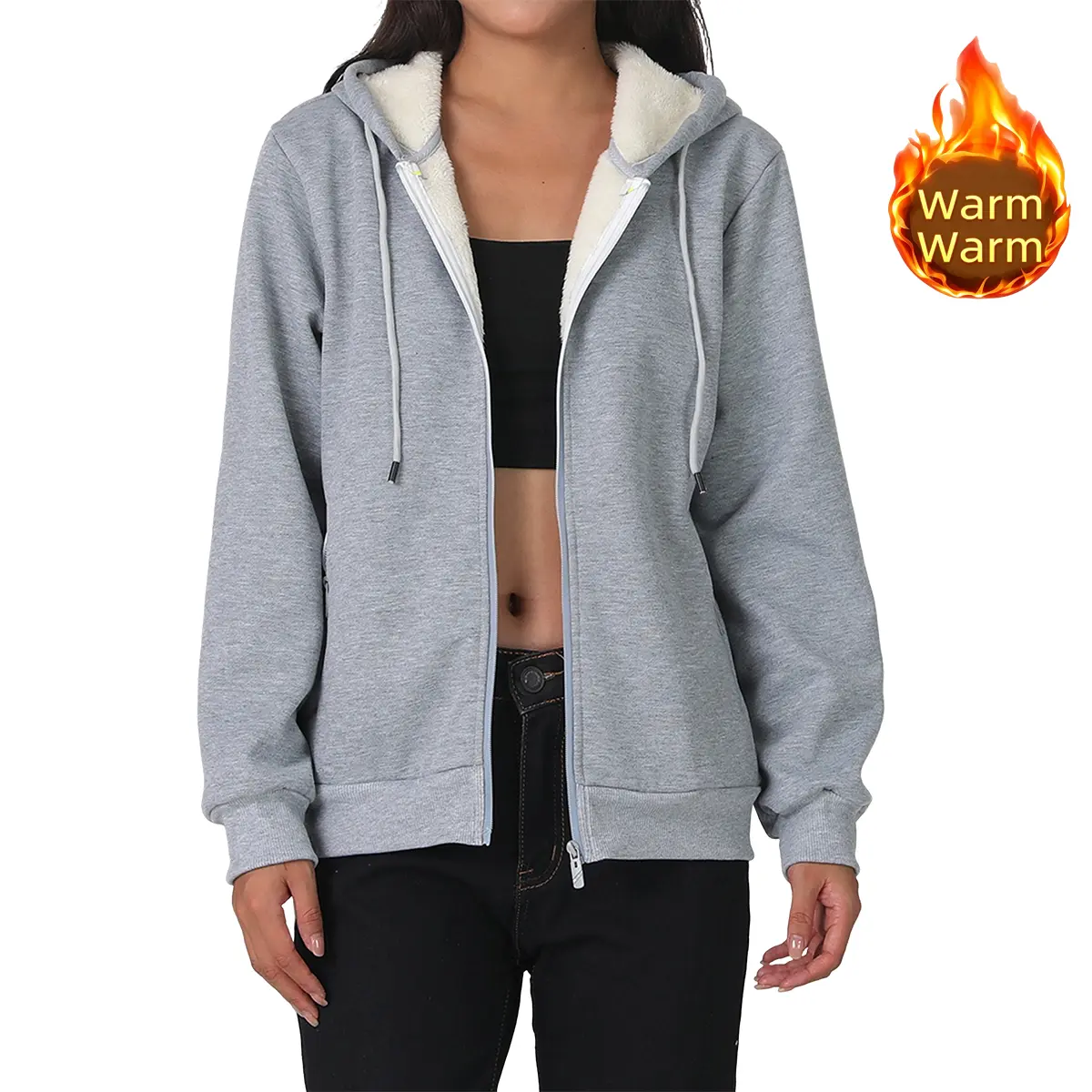 Women's Winter Fleece Coat - Fleece-Lined, Thick, Fashionable Reversible, Soft Classic Casual Tops - Versatile Outerwear for Mountaineering, Hiking, Coats