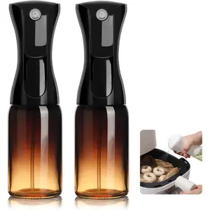 Oil Sprayer 150ml glass bottle. Upgraded Version.Fine Mist  Bottle for Air Fryer, Olive Oil, Avocado Oil,  Nonstick Frying, Commercial &  Kitchen Use (2Pc  Dark Black)