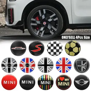 4PCS 52mm Epoxy Resin Car Styling Wheel Hub Center Cap Emblem Badge Stickers for MINI Cooper One S JCW Countryman R55 R56 F55 F56 R57 R58 R60 Accessories Car Decorative Sticker Car Decorations Car Decals