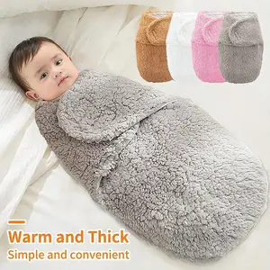 Baby Blanket Wrap, Autumn Winter Thickened Plush Baby Swaddle, Sleep Sack, Soft Lamb Velvet, Newborn Anti-Colic, Perfect Gift for Babies