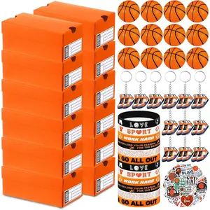 12 Sets Mini Sneaker Boxes for Party Favors 4.72 x 2.56 x 1.97 Inches Mini Shoe Gifts Boxes with Editable Label Keychains Ball Bracelets Stickers for  Basketball Party Supplies(Orange)