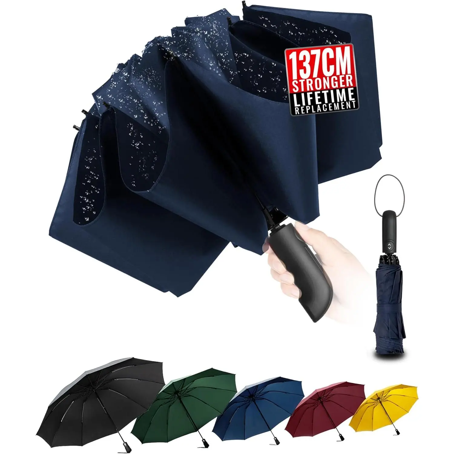 Conlun Travel Inverted Umbrella Compact Windproof- Automatic reverse Umbrellas for Rain - Folding Portable 10 Ribs Large Umbrella