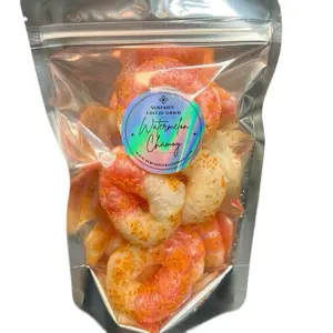 Watermelon Chamoy Gummy Rings Freeze Dried - Candy Fruit Snack, Mexican Candy, Cinco De Mayo Crunchy Spicy Sweet Crunchy Bonbon