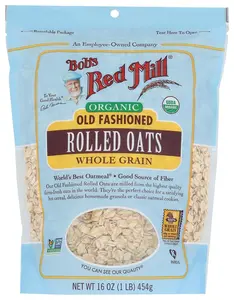 Bob's Red Mill Organic Old Fashioned Rolled Oats Oatmeal - 16 oz (454 g), Non-GMO, Whole Grain, Vegan, Kosher