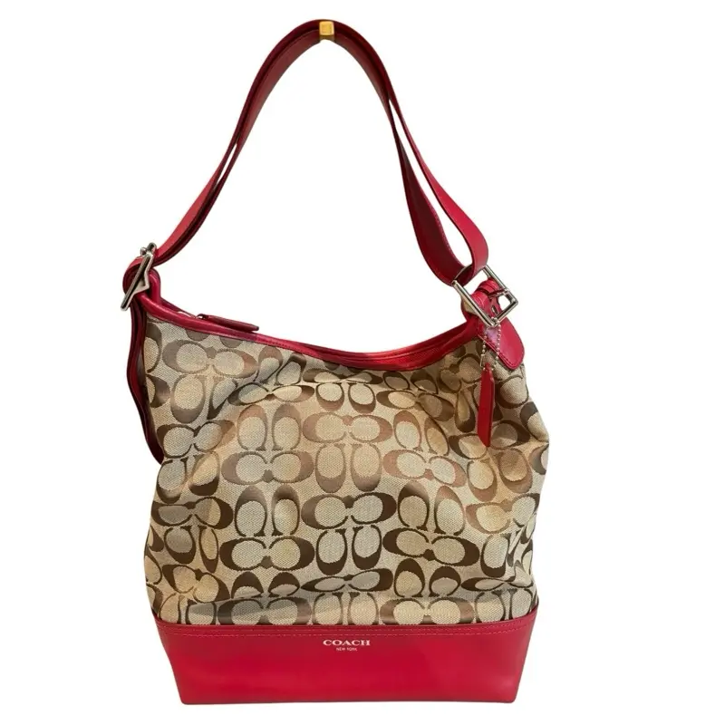 Pre-owned coach canvas Shoulder Bags red hobo shoulder bag 2017