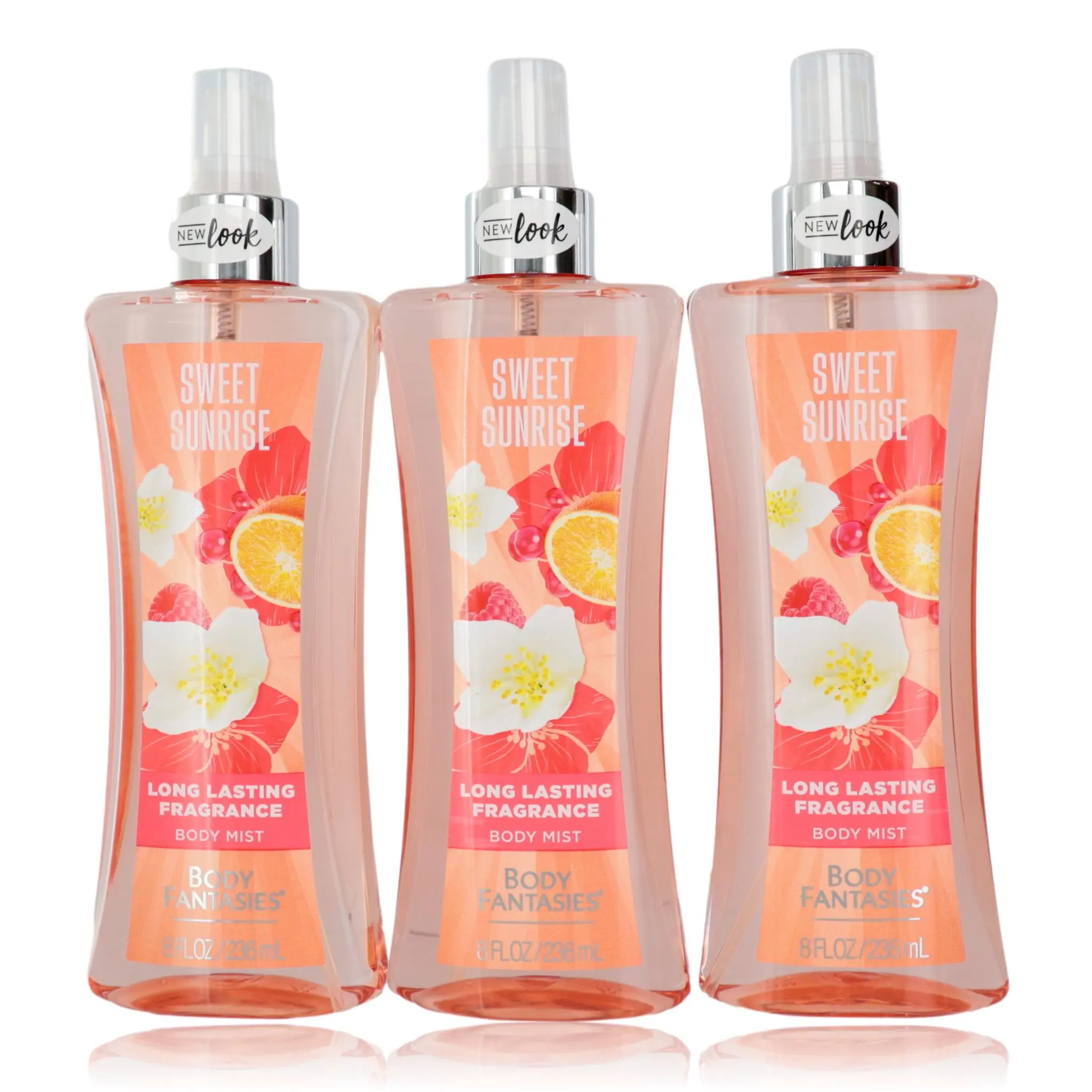 Body Fantasies Sweet Sunrise Women's Fragrance Body Spray - 3 Bottles (8oz Each) - Citrus, Fresh Sweet, Fantasy Beauty Scent for Women, Citrus Women's Fragrance
