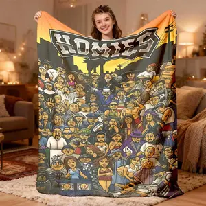 2026 New HOMIS Urban Street Art Print Flannel Blanket - 100% Polyester Flannel, soft and comfortable, suitable for all seasons, suitable for indoor and outdoor use, ideal for home décor, travel, picnics and gifts.