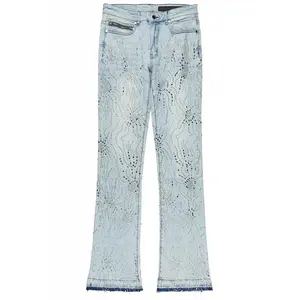 Izai Light Blue Rhinestone Stacked Fit Jean