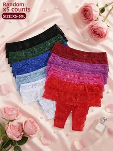 Random color,Valentine's Day gifts,Women's Sexy Open-Crotch Thong Panties, Transparent Lace Lingerie, , Sexy T-Briefs,Soft&Stretch Fabric,All Seasons