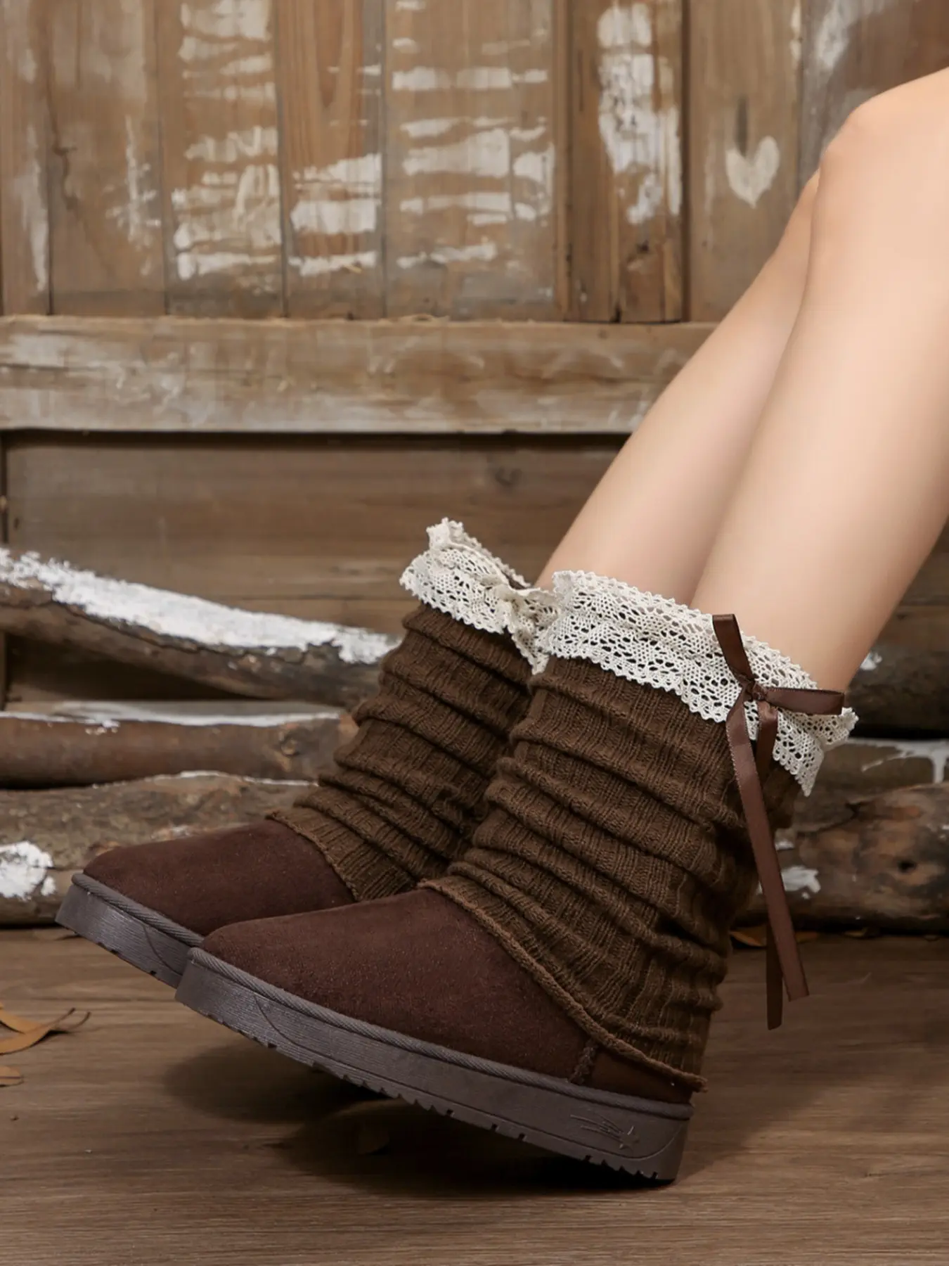 Women's Short Mutton Boots, PU Leather Boots, Cute Winter Boot, Low Heel Flat Design, Waterproof Non-Slip Outdoor Warm Comfortable Shoes for Fall & Winter