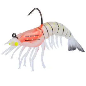 2-Pack Bionic Swimming Shrimp Lures, Soft Surface Bite Baits, Hooked Fishing Lure for Bass, Suitable for Freshwater and Saltwater