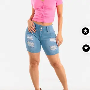 Butt Lift Distressed Mid Thigh Light Denim Shorts