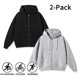 2 Pack Affordable Men’s Solid Full Zip Hooded Sweatshirts, Cozy Loose Fit Drawstring Zip Jacket with Pocket, Ideal for Gym, Cycling, Lounging, and Everyday Outfits hoodies