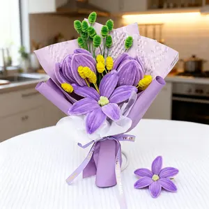 A exquisite, handcrafted bouquet of chenille stem flowers, featuring a variety of floral elements. Perfect for Mother's Day, graduation season, and festive occasions, this high-quality piece serves as a charming home decoration.