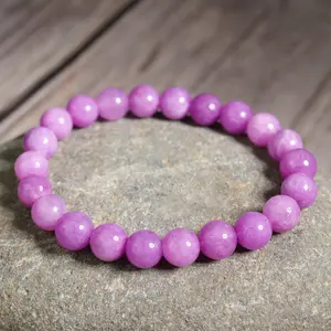 Natural Purple Kunzite Crystal Gemstone Beaded Healing Women Stretch Bracelet