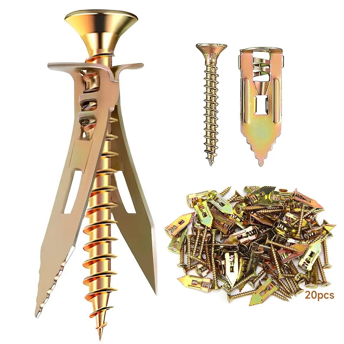 40PCS Self-Drilling Drywall Anchors and ScrewsKit, No Pre-Drilling Needed, Supports Up to 66 lbs, ldeal for Home and Office Organization