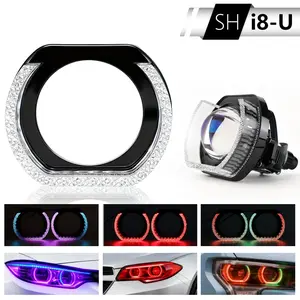 2.5/3" Car 5D Crystal  Led Angel Eyes Headlight RGB LED Halo Ring Light APP Control DRL Daytime Running Light