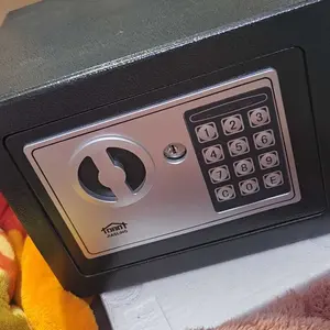 1pc Money Safe Box for Home with Sensor Light & Money Bag, Security Safe Box for Money Safe with Keys & Pass Code, Lock Box with Digital Keypad (Black and Silvery)