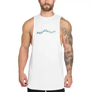Embroidered Pool SIde Convo white Gym Tank