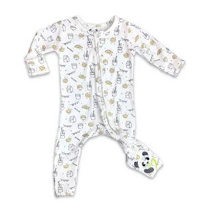 Bellabu Bear Milk & Cookies Original Rayon from Bamboo Convertible Footie for Baby Boys and Girls - Perfect for Holiday Season