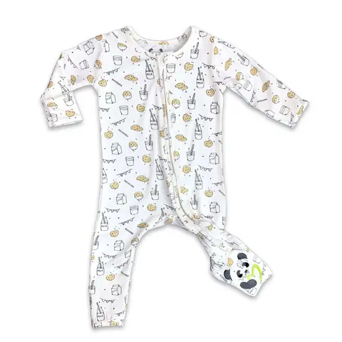 Bellabu Bear Soft Breathable Graphic Bamboo Rayon Convertible Footie - Unisex Baby Clothing, Long Sleeve Holiday 1-Piece Sleepwear with Hand Covers